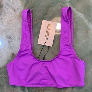 MISSGUIDED Fuchsia Thick Strap Scoop Neck Bikini Top sz 2